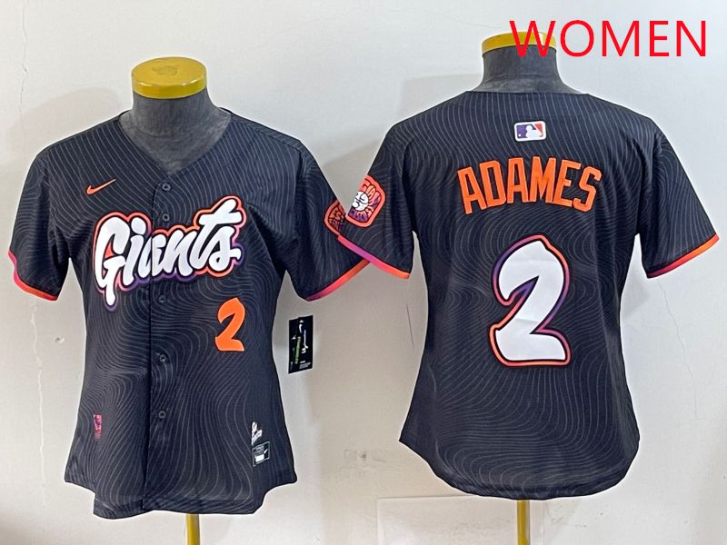 Women San Francisco Giants #2 Adames Black Joint Name Nike 2025 MLB Jersey style 5
